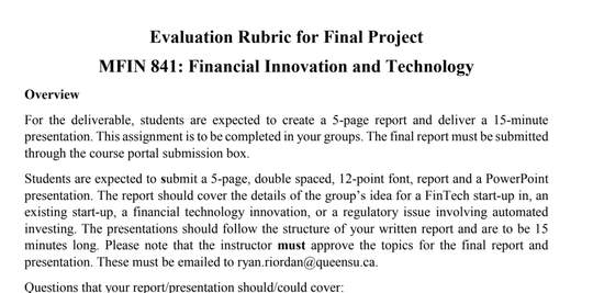 Evaluation Rubric for Final Assignment