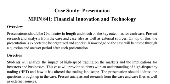 Evaluation Rubric for Knight Capital Presentation