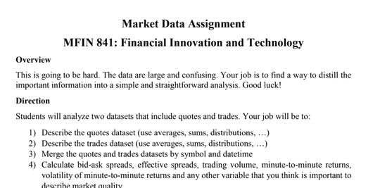 Evaluation Rubric for Market Data Assignment