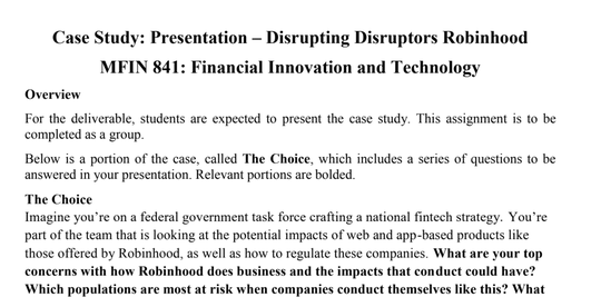 Evaluation Rubric for Robinhood Presentation